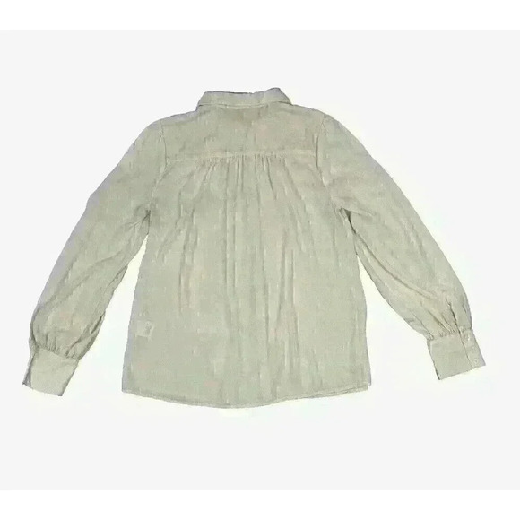 Modcloth Womens Medium Ivory Button Up Blouse Polyester Long Sleeve Ruched Back - Picture 13 of 13